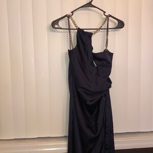 NWT ALIEVA FREYA CHAIN STRAPS MAXI DRESS NAVY BLUE SZ LARGE